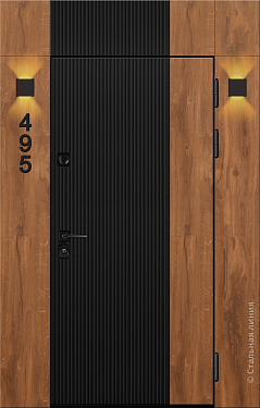 Входная дверь Современная модель с фонарями (вид снаружи) - купить в Москве