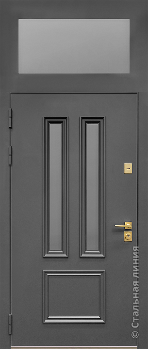 Входная дверь Классическая модель с фальшь-фрамугой (вид снаружи) - купить в Москве