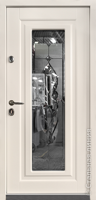 Входная дверь Классическая модель с золотым витражом (вид изнутри) - купить в Москве