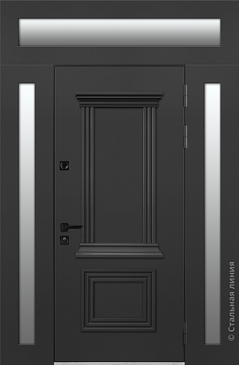 Входная дверь Модель для широкого проема с багетами (вид снаружи) - купить в Москве